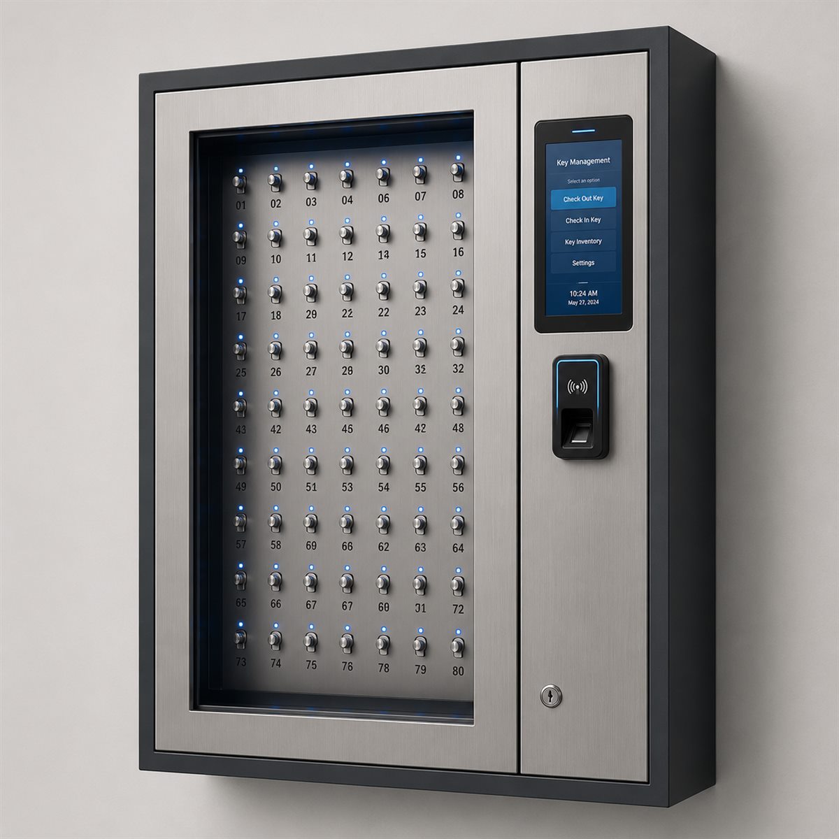 Holistion KMS electronic key cabinet with touchscreen, RFID and fingerprint readers